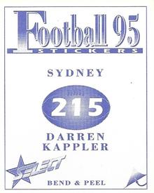 1995 Select AFL Stickers #215 Darren Kappler Back